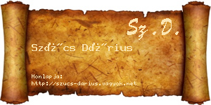 Szűcs Dárius névjegykártya